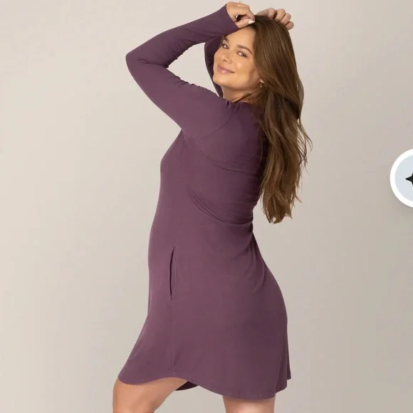 Kindred Bravely Riley Ribbed Bamboo Maternity & Nursing Nightgown Size Large - Picture 4 of 12